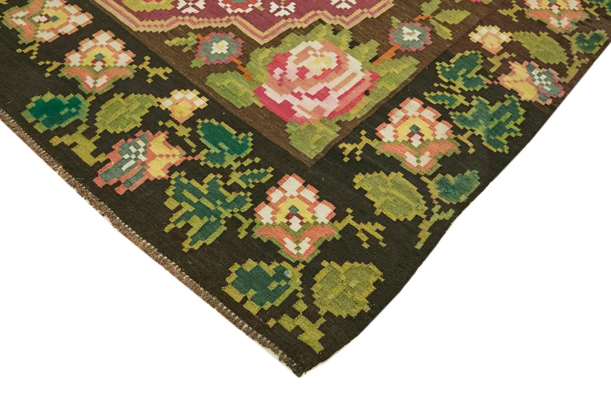 Moldovian Klasik Göbekli Multi Pamuk Üzerine Yün El Dokuma Kilim-220x388 - Görsel 4