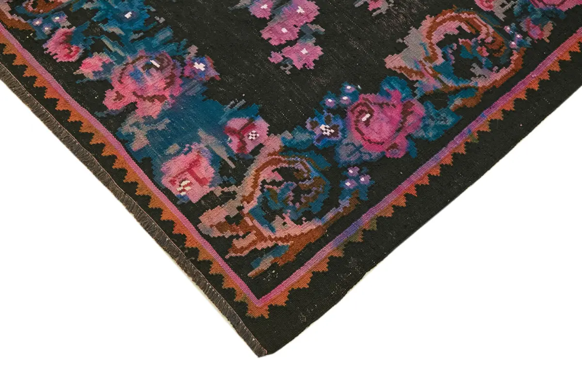 Moldovian Klasik Göbekli Multi Pamuk Üzerine Yün El Dokuma Kilim-186x227 - Görsel 4