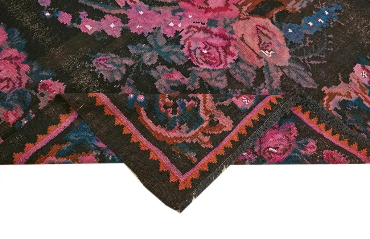 Moldovian Klasik Göbekli Multi Pamuk Üzerine Yün El Dokuma Kilim-186x227 - Görsel 6