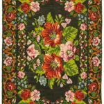 Moldovian Klasik Göbekli Multi Pamuk Üzerine Yün El Dokuma Kilim-210x377