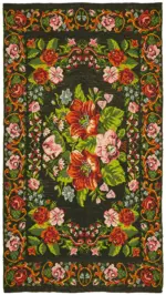 Moldovian Klasik Göbekli Multi Pamuk Üzerine Yün El Dokuma Kilim-210x377