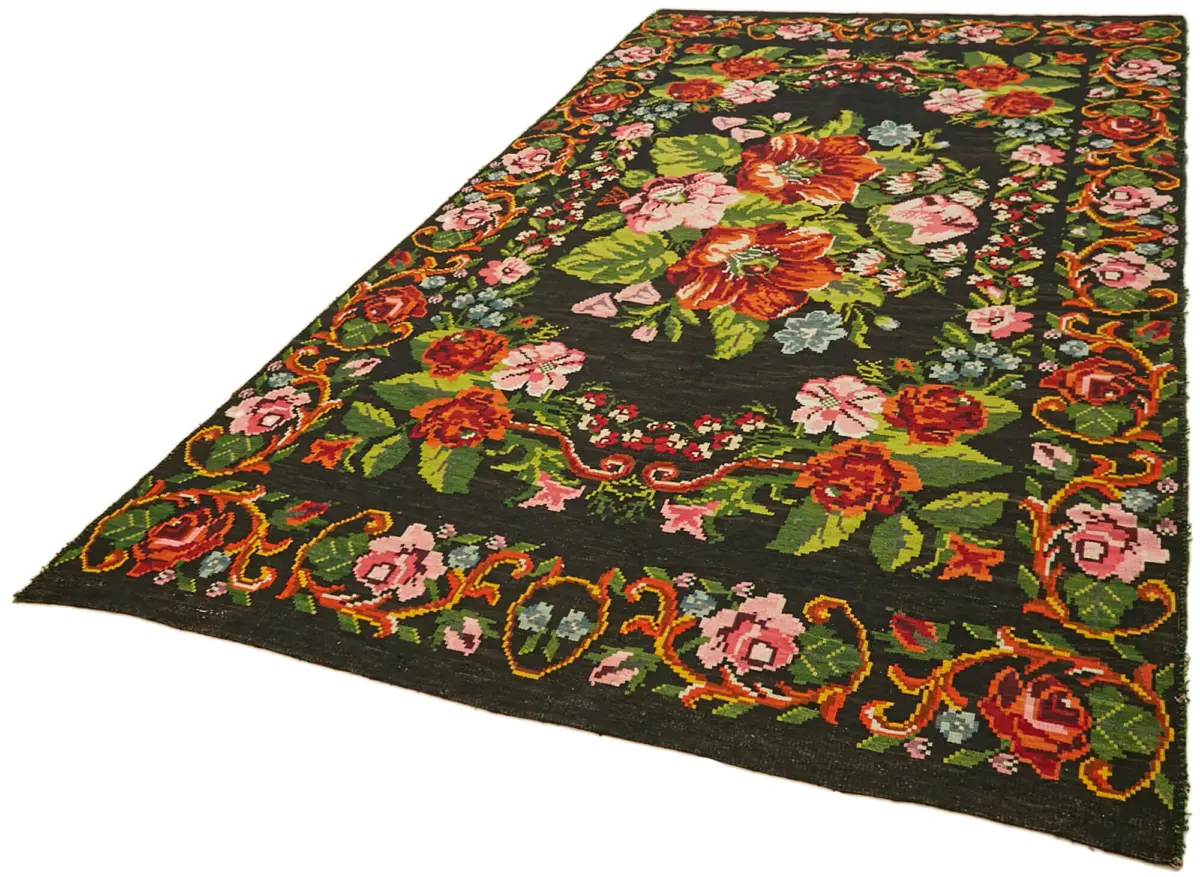 Moldovian Klasik Göbekli Multi Pamuk Üzerine Yün El Dokuma Kilim-210x377 - Görsel 3