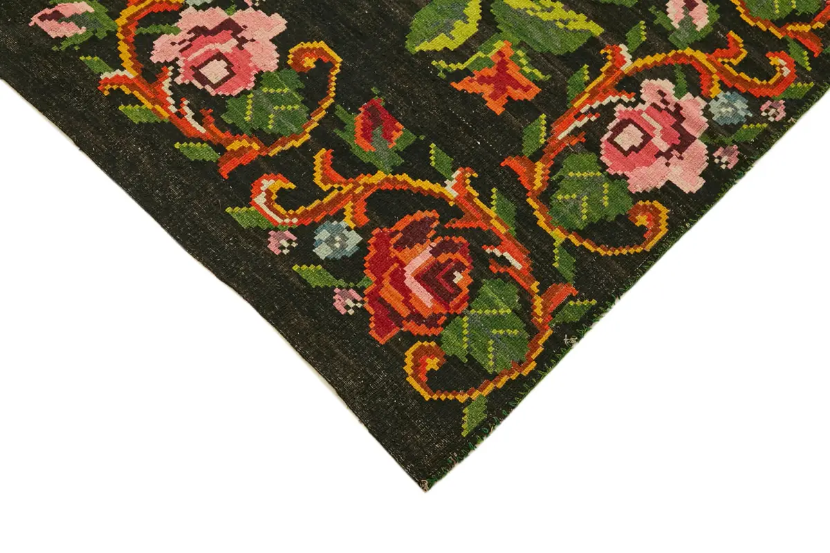 Moldovian Klasik Göbekli Multi Pamuk Üzerine Yün El Dokuma Kilim-210x377 - Görsel 4