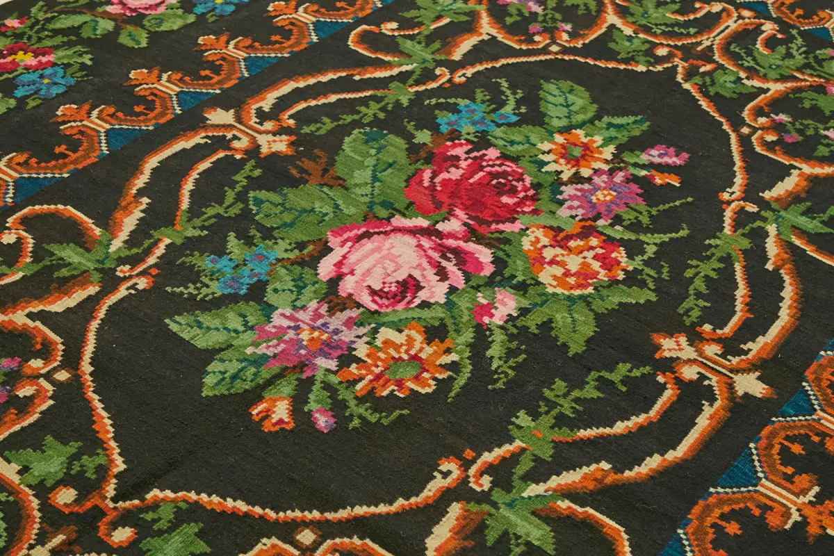 Moldovian Klasik Göbekli Multi Pamuk Üzerine Yün El Dokuma Kilim-212x338 - Görsel 5