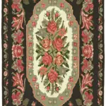 Moldovian Klasik Göbekli Multi Pamuk Üzerine Yün El Dokuma Kilim-190x330