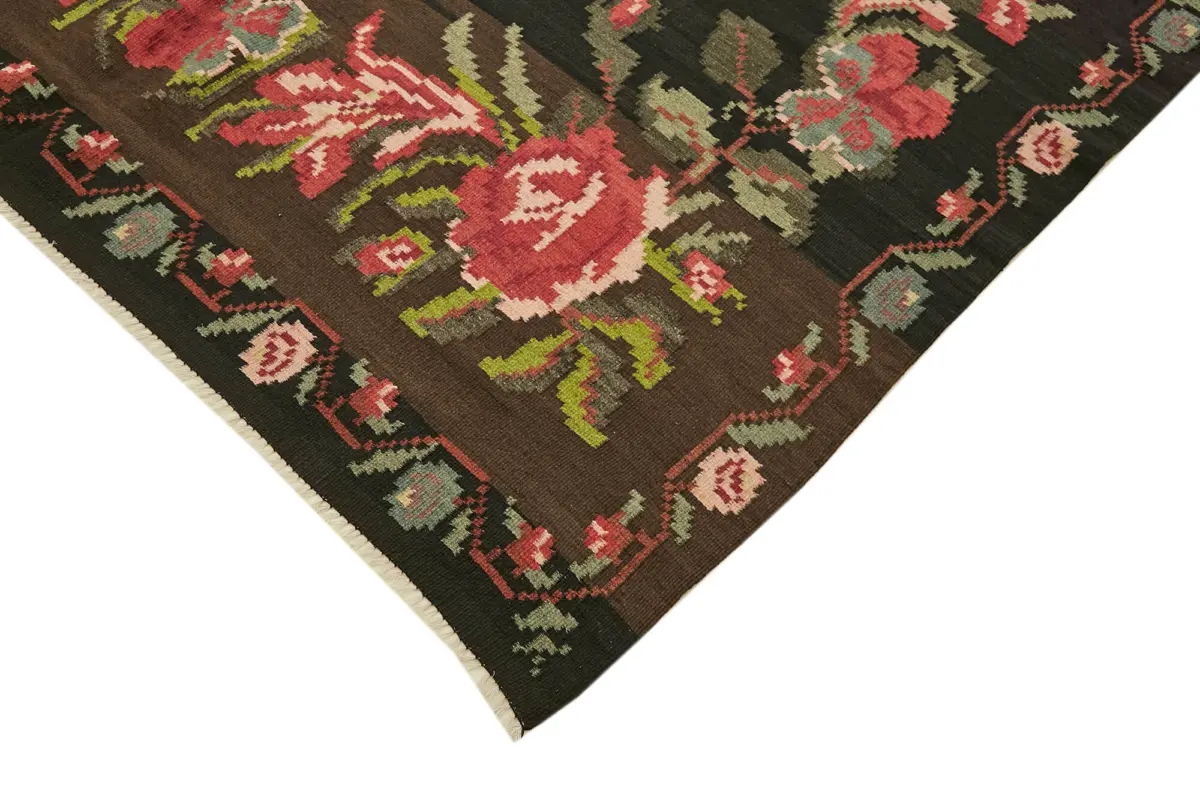 Moldovian Klasik Göbekli Multi Pamuk Üzerine Yün El Dokuma Kilim-190x330 - Görsel 4