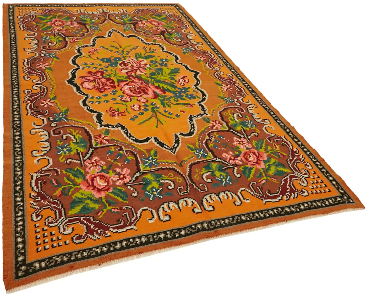 Moldovian Klasik Göbekli Multi Pamuk Üzerine Yün El Dokuma Kilim-175x273 - Görsel 2
