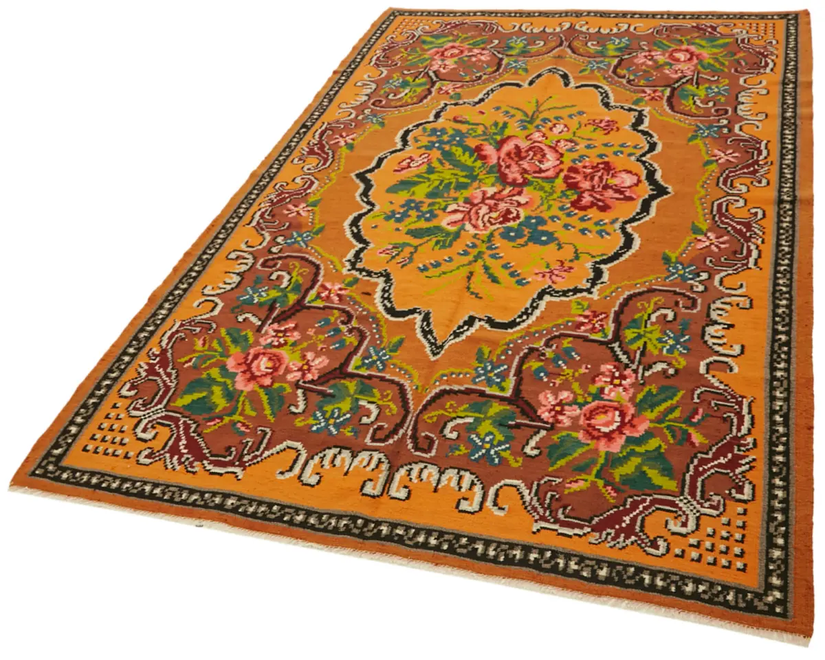 Moldovian Klasik Göbekli Multi Pamuk Üzerine Yün El Dokuma Kilim-175x273 - Görsel 3