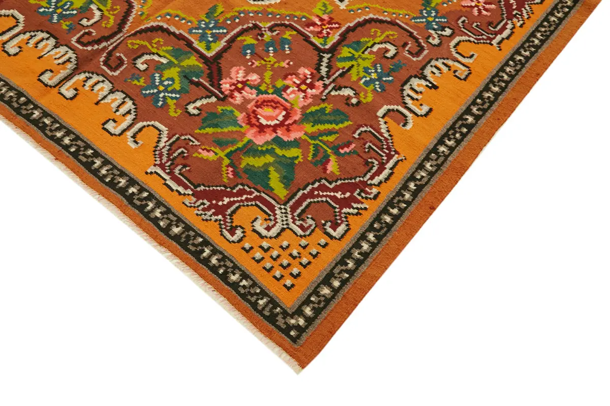 Moldovian Klasik Göbekli Multi Pamuk Üzerine Yün El Dokuma Kilim-175x273 - Görsel 4