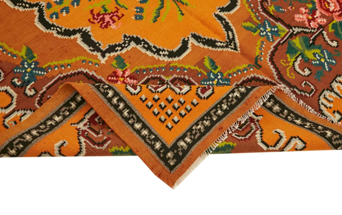 Moldovian Klasik Göbekli Multi Pamuk Üzerine Yün El Dokuma Kilim-175x273 - Görsel 6