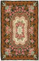 Moldovian Klasik Göbekli Multi Pamuk Üzerine Yün El Dokuma Kilim-200x300