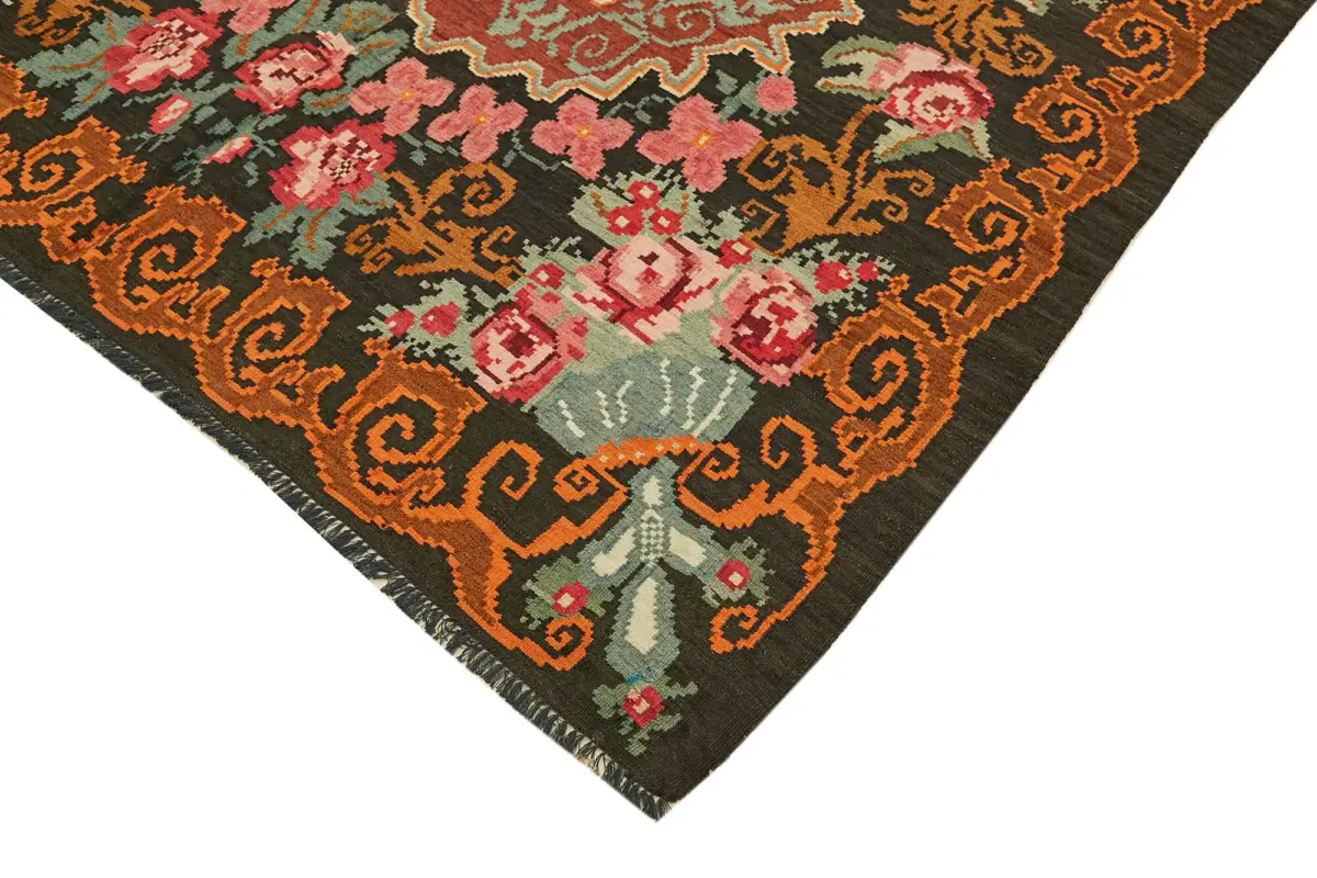 Moldovian Klasik Göbekli Multi Pamuk Üzerine Yün El Dokuma Kilim-200x300 - Görsel 4