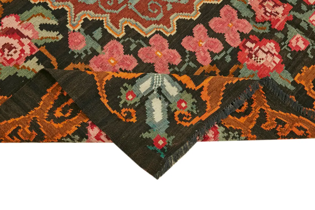 Moldovian Klasik Göbekli Multi Pamuk Üzerine Yün El Dokuma Kilim-200x300 - Görsel 6