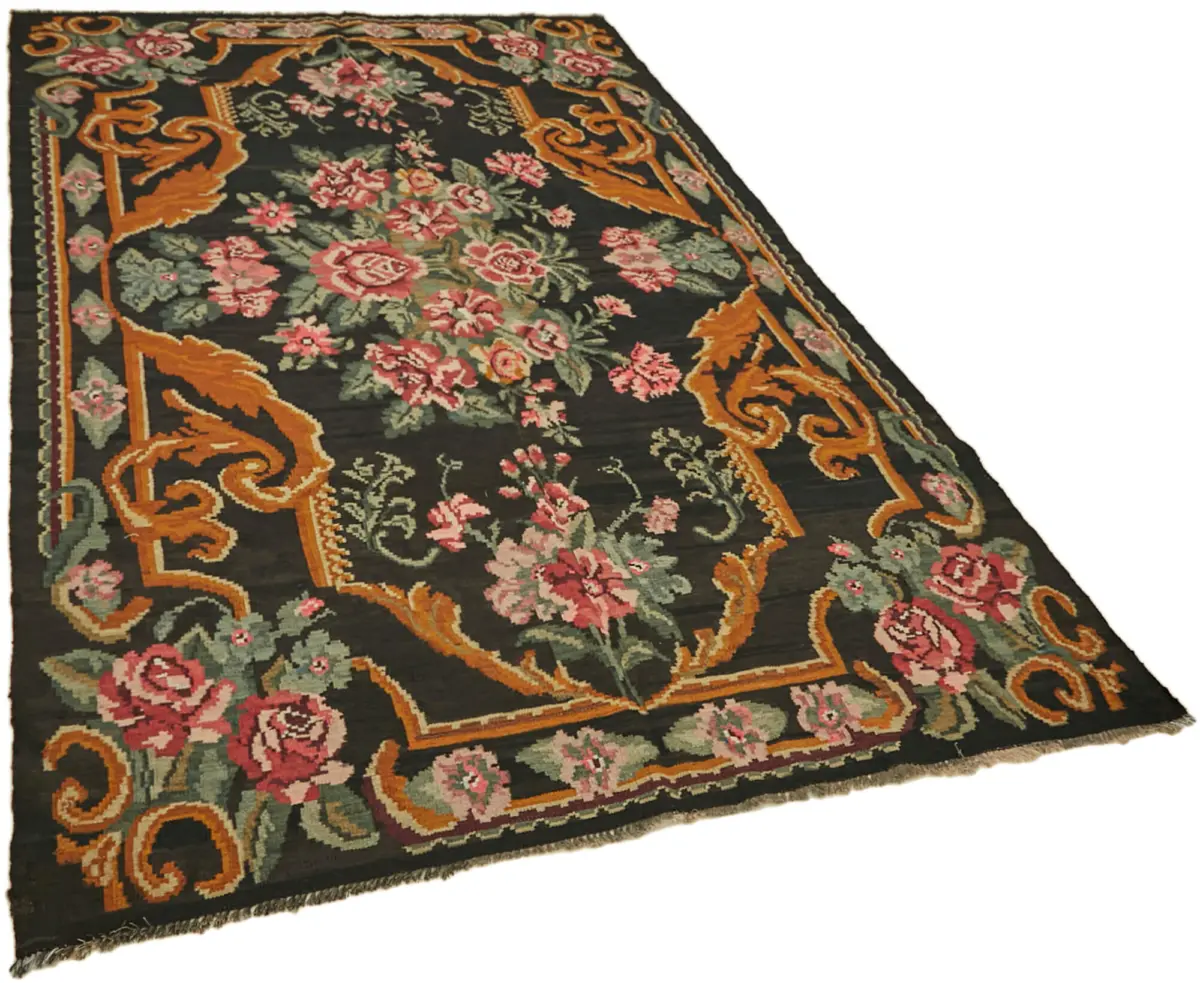 Moldovian Klasik Göbekli Multi Pamuk Üzerine Yün El Dokuma Kilim-160x290 - Görsel 2