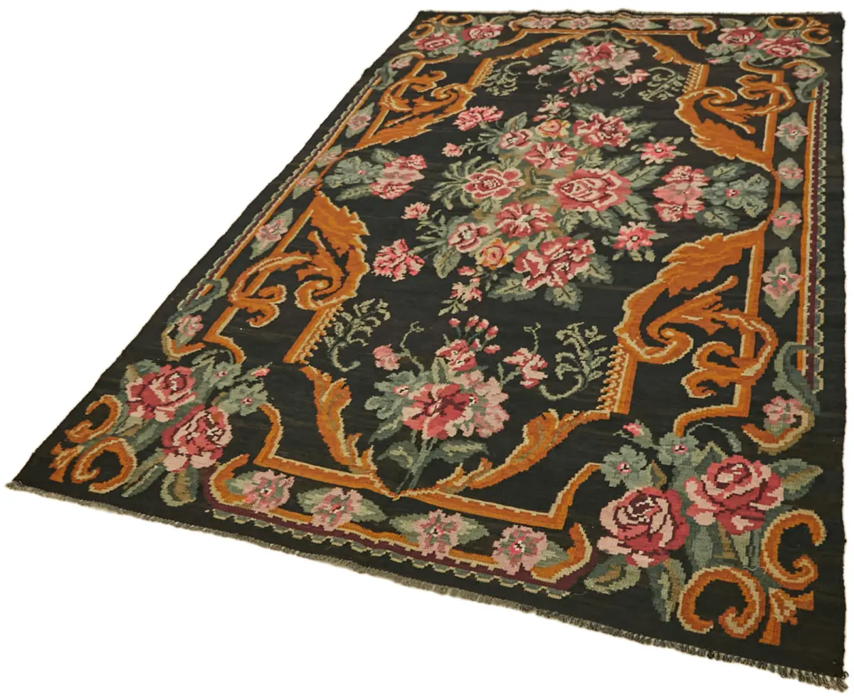 Moldovian Klasik Göbekli Multi Pamuk Üzerine Yün El Dokuma Kilim-160x290 - Görsel 3