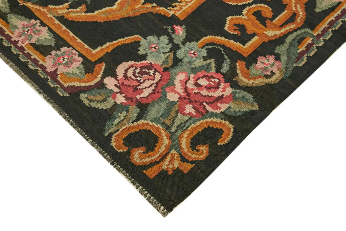 Moldovian Klasik Göbekli Multi Pamuk Üzerine Yün El Dokuma Kilim-160x290 - Görsel 4