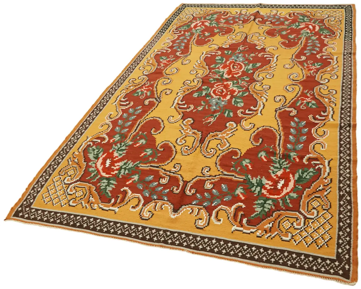 Moldovian Klasik Göbekli Multi Pamuk Üzerine Yün El Dokuma Kilim-177x306 - Görsel 3