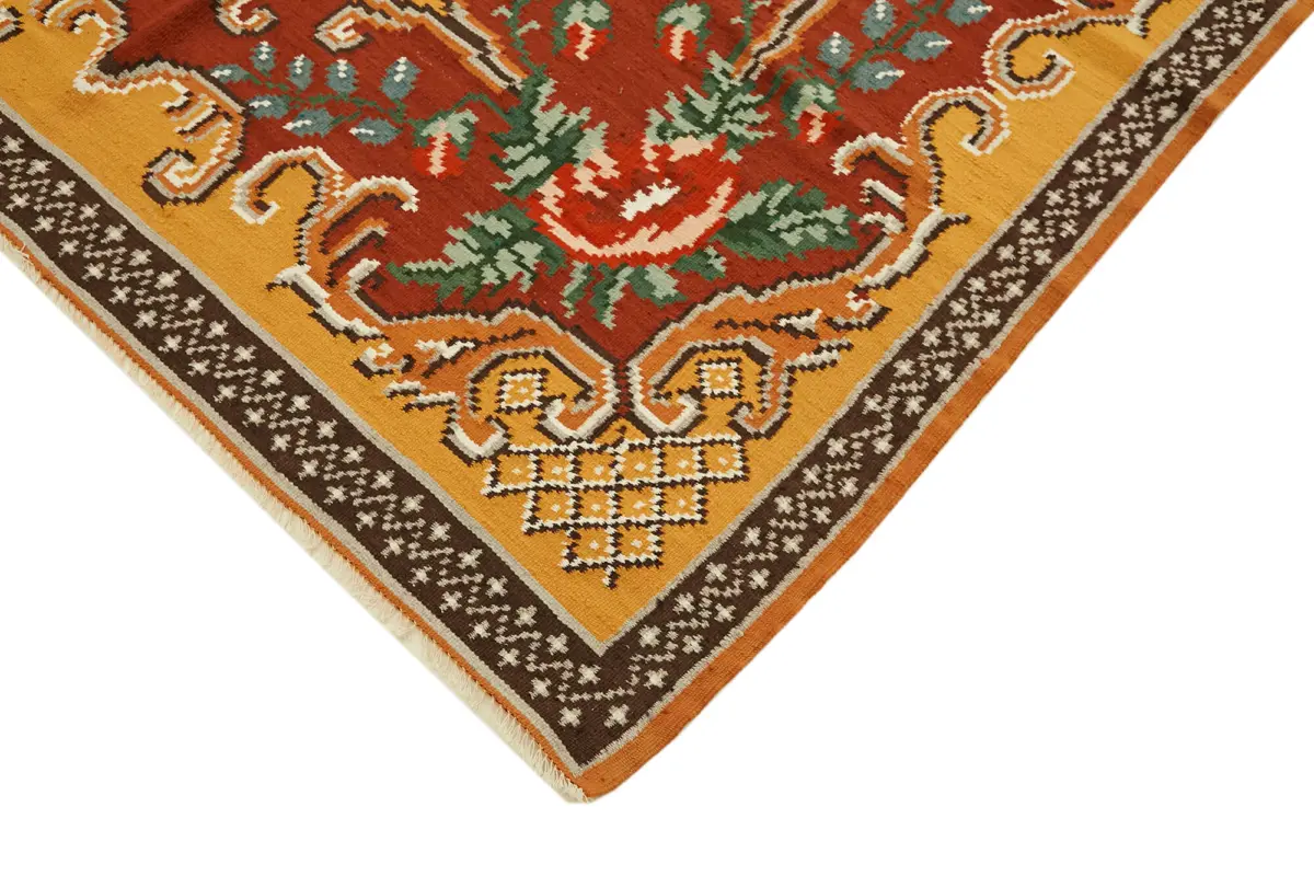 Moldovian Klasik Göbekli Multi Pamuk Üzerine Yün El Dokuma Kilim-177x306 - Görsel 4