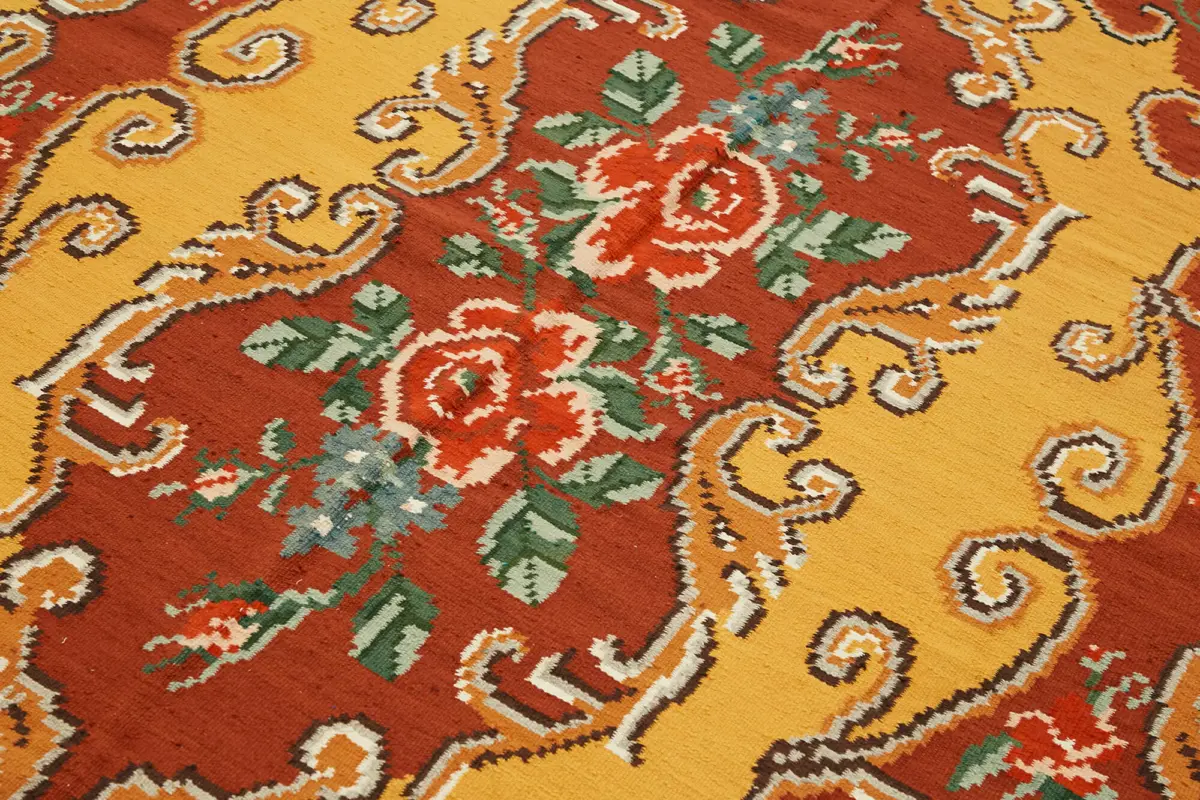 Moldovian Klasik Göbekli Multi Pamuk Üzerine Yün El Dokuma Kilim-177x306 - Görsel 5