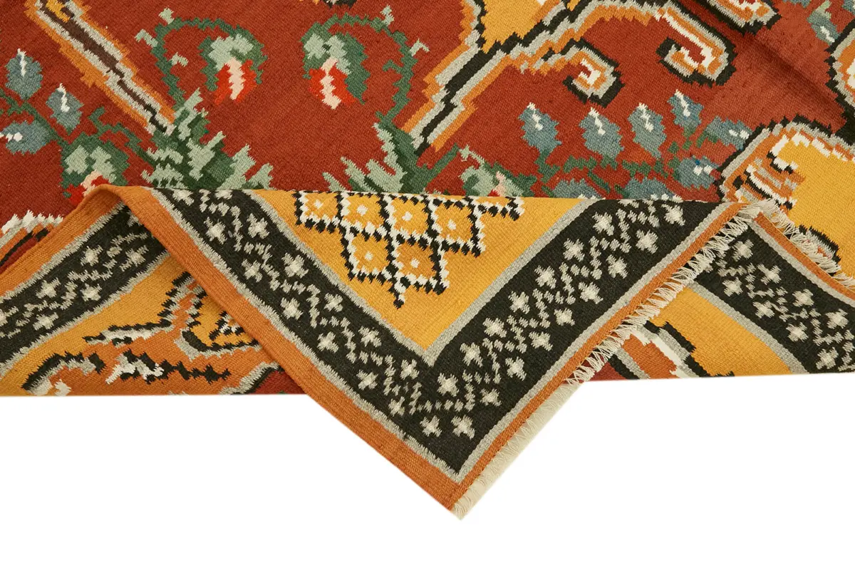 Moldovian Klasik Göbekli Multi Pamuk Üzerine Yün El Dokuma Kilim-177x306 - Görsel 6