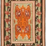 Moldovian Klasik Göbekli Multi Pamuk Üzerine Yün El Dokuma Kilim-152x205