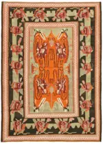 Moldovian Klasik Göbekli Multi Pamuk Üzerine Yün El Dokuma Kilim-152x205