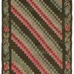 Moldovian Klasik Göbekli Multi Pamuk Üzerine Yün El Dokuma Kilim-122x285