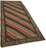 Moldovian Klasik Göbekli Multi Pamuk Üzerine Yün El Dokuma Kilim-122x285 - Görsel 2