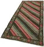 Moldovian Klasik Göbekli Multi Pamuk Üzerine Yün El Dokuma Kilim-122x285 - Görsel 3