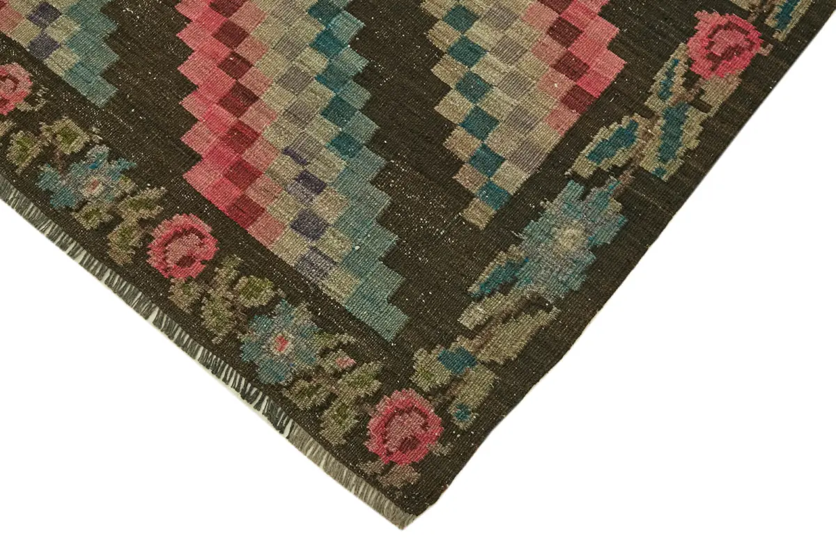 Moldovian Klasik Göbekli Multi Pamuk Üzerine Yün El Dokuma Kilim-122x285 - Görsel 4