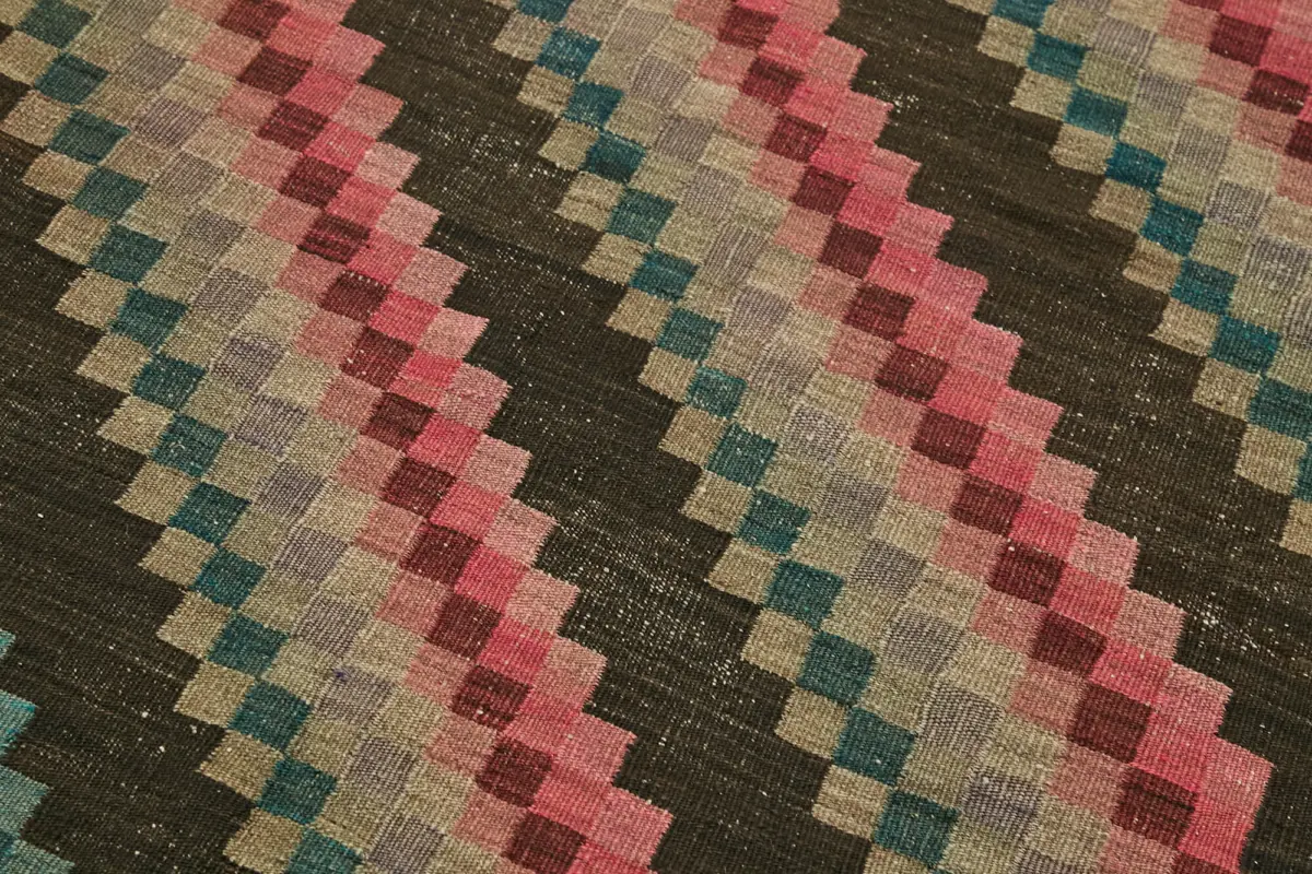 Moldovian Klasik Göbekli Multi Pamuk Üzerine Yün El Dokuma Kilim-122x285 - Görsel 5