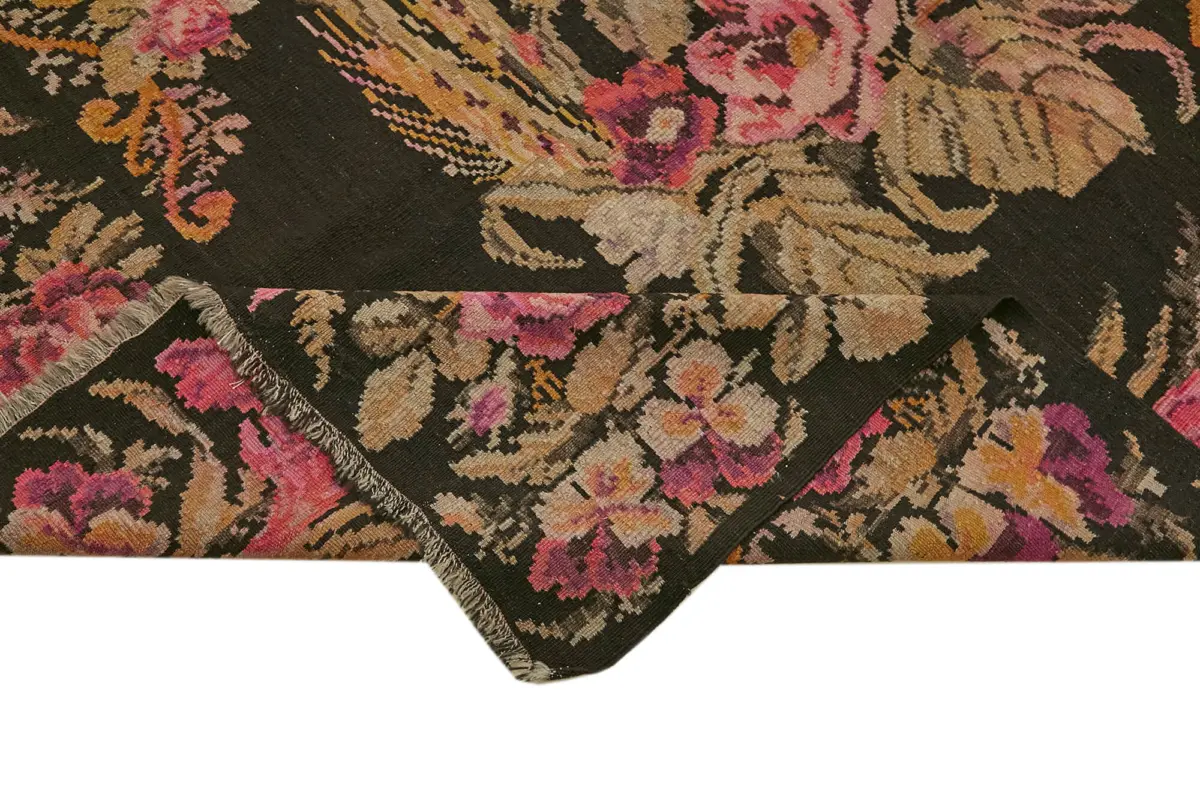 Moldovian Klasik Göbekli Multi Pamuk Üzerine Yün El Dokuma Kilim-180x437 - Görsel 6