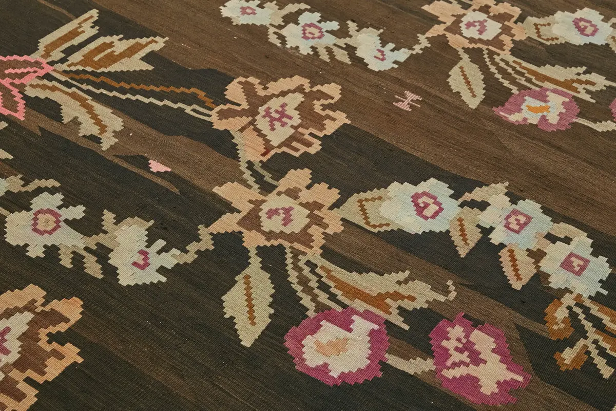 Moldovian Klasik Göbekli Multi Pamuk Üzerine Yün El Dokuma Kilim-207x355 - Görsel 5