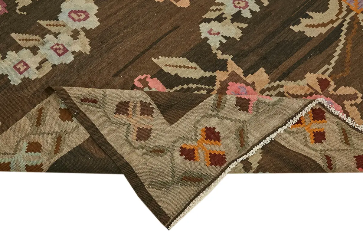 Moldovian Klasik Göbekli Multi Pamuk Üzerine Yün El Dokuma Kilim-207x355 - Görsel 6