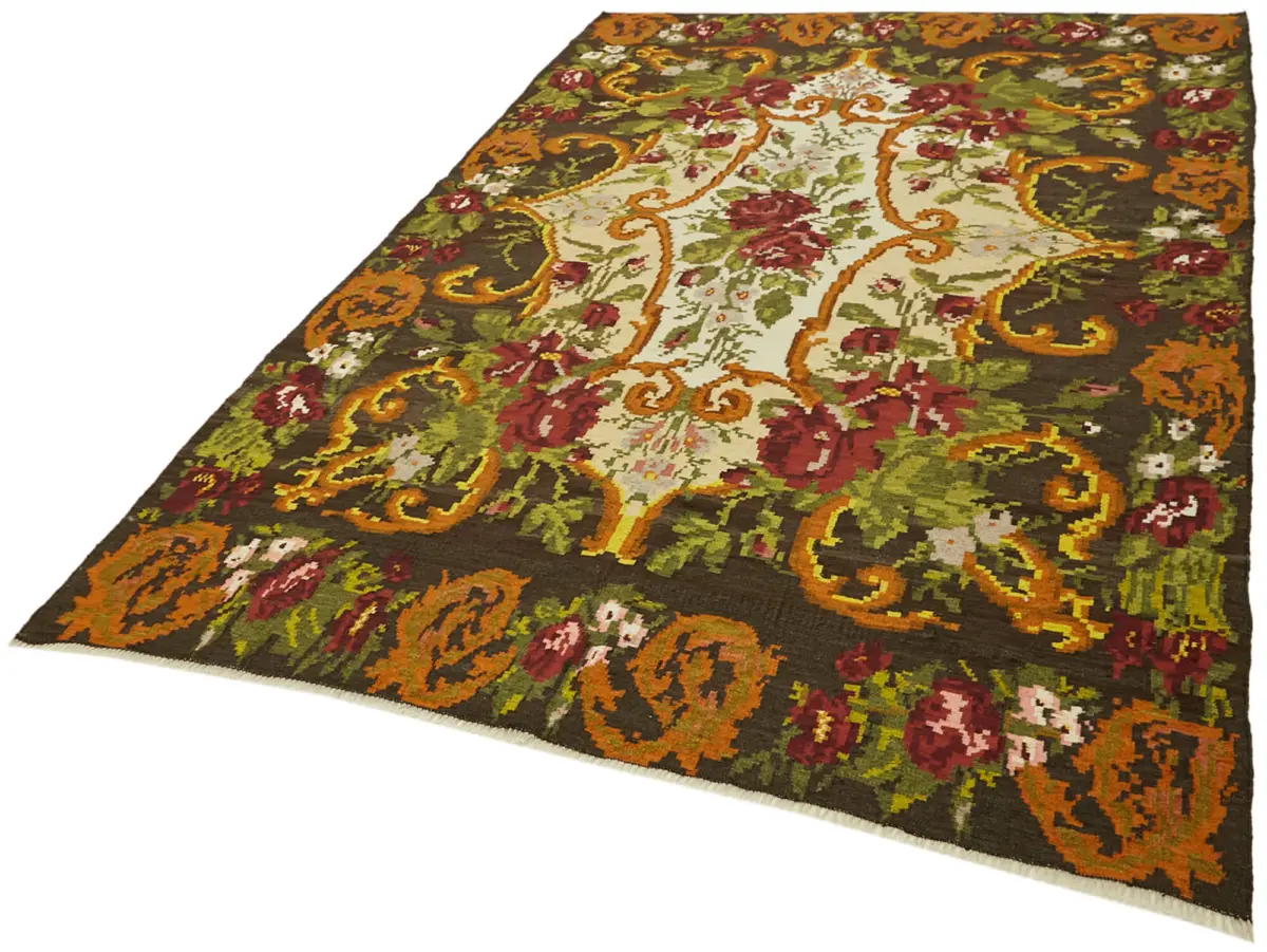 Moldovian Klasik Göbekli Multi Pamuk Üzerine Yün El Dokuma Kilim-202x290 - Görsel 3