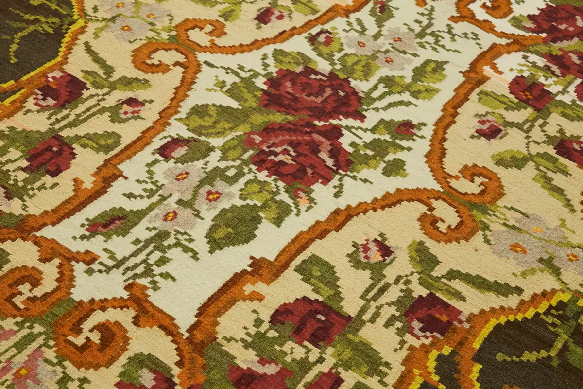 Moldovian Klasik Göbekli Multi Pamuk Üzerine Yün El Dokuma Kilim-202x290 - Görsel 5