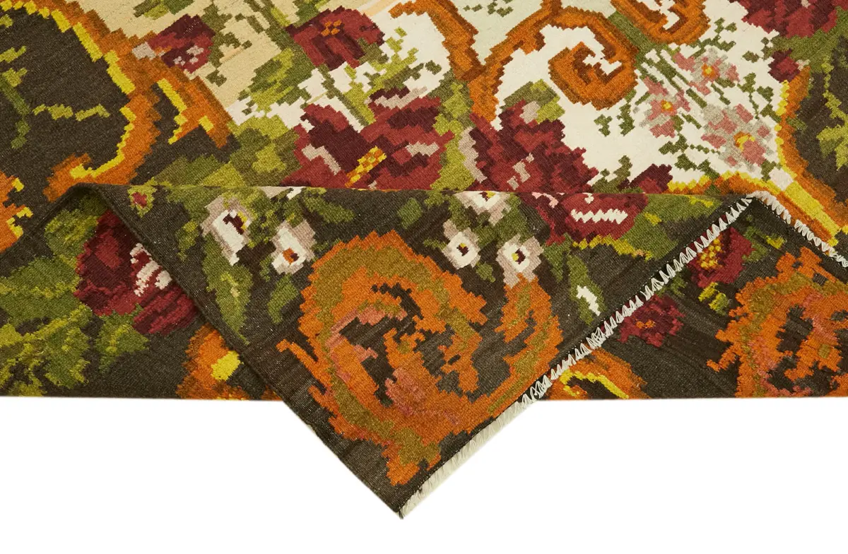 Moldovian Klasik Göbekli Multi Pamuk Üzerine Yün El Dokuma Kilim-202x290 - Görsel 6