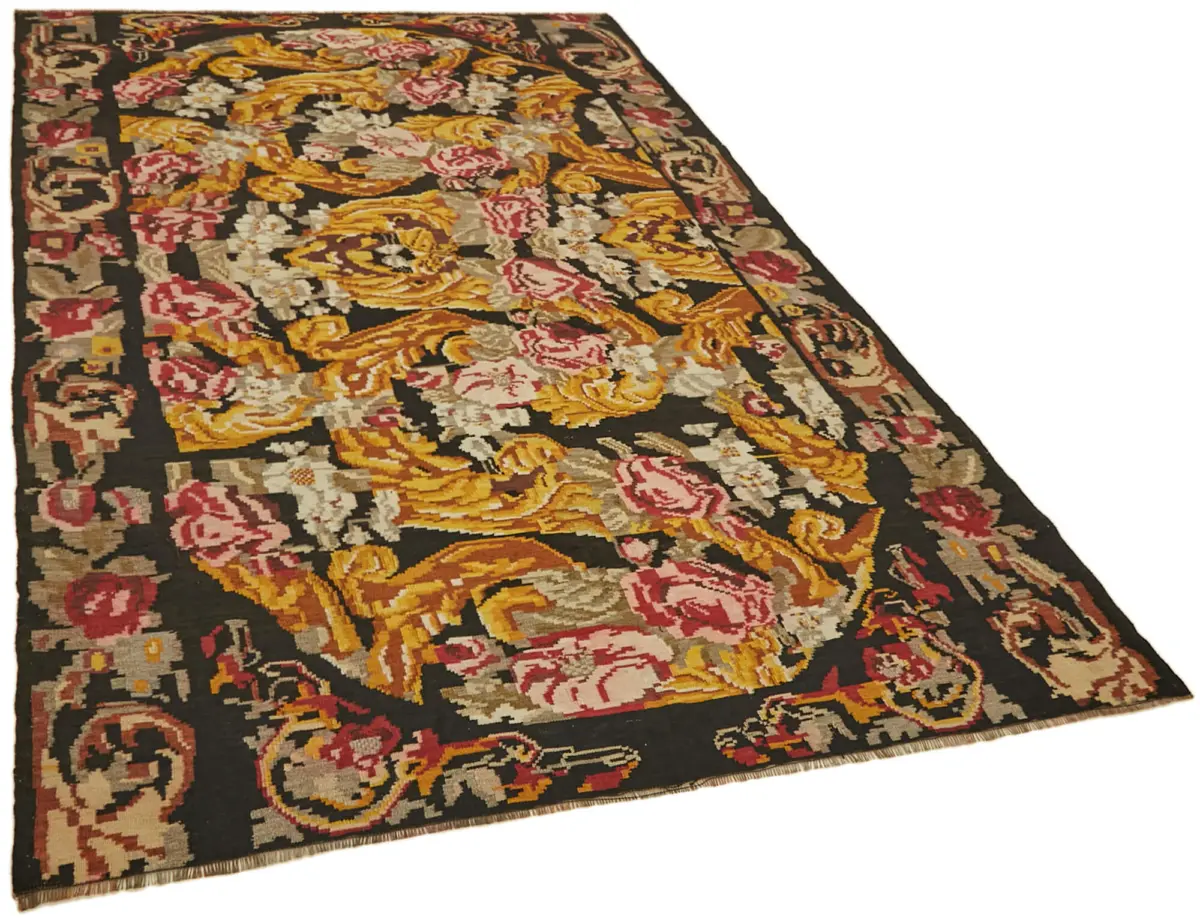 Moldovian Klasik Göbekli Multi Pamuk Üzerine Yün El Dokuma Kilim-190x282 - Görsel 2