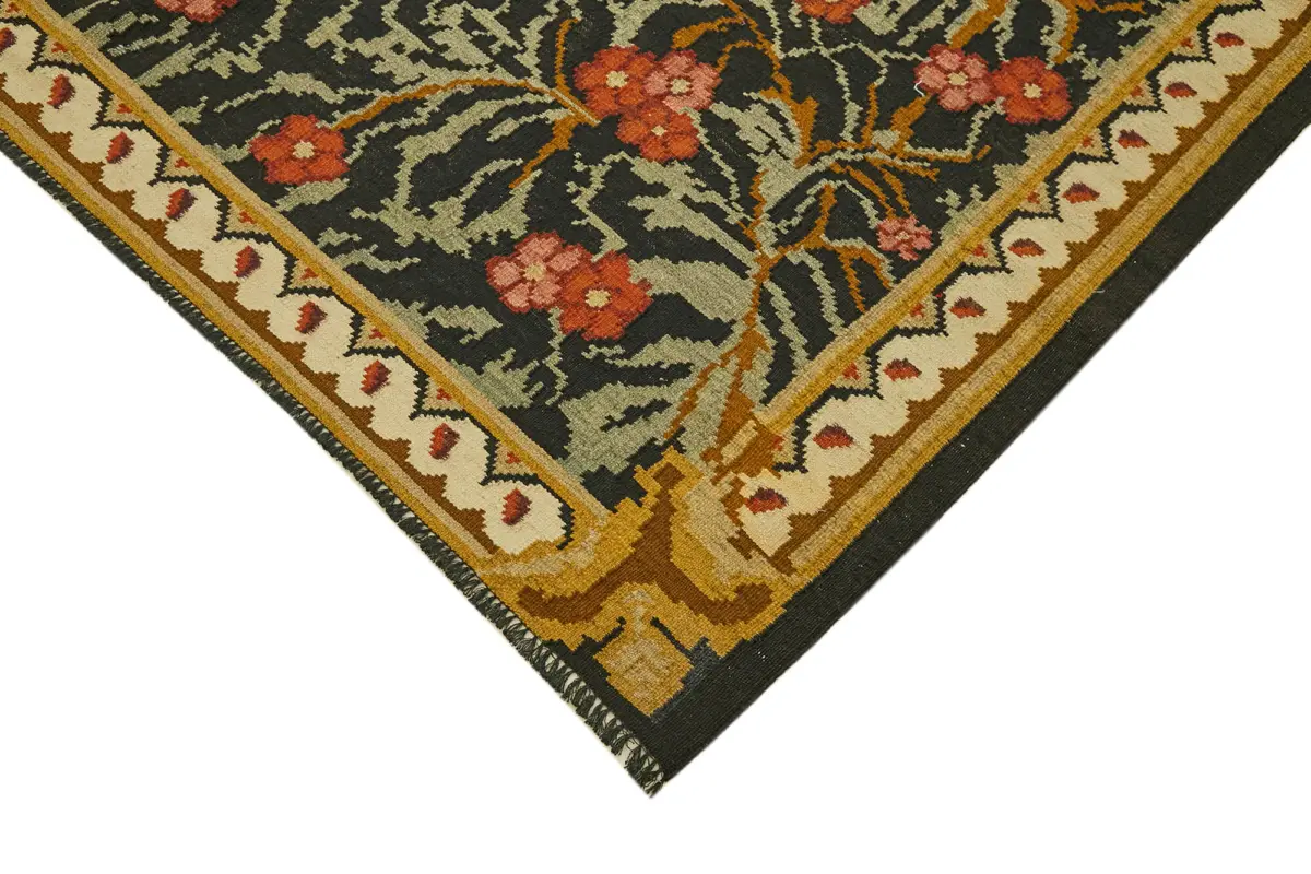 Moldovian Klasik Göbekli Multi Pamuk Üzerine Yün El Dokuma Kilim-202x303 - Görsel 4