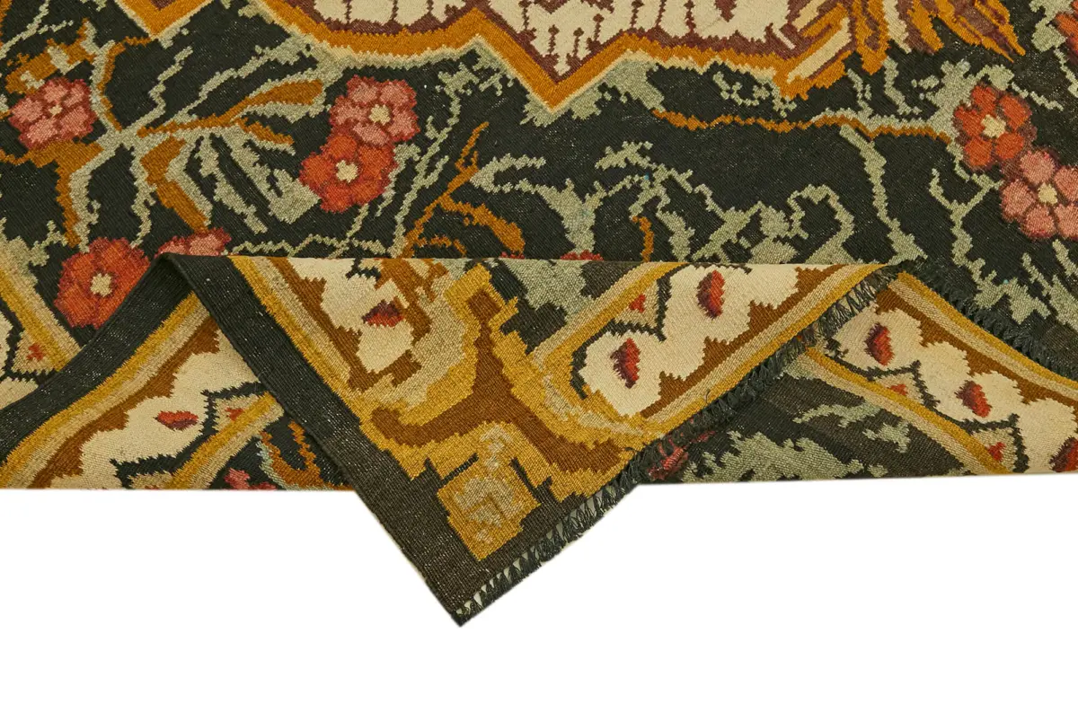 Moldovian Klasik Göbekli Multi Pamuk Üzerine Yün El Dokuma Kilim-202x303 - Görsel 6