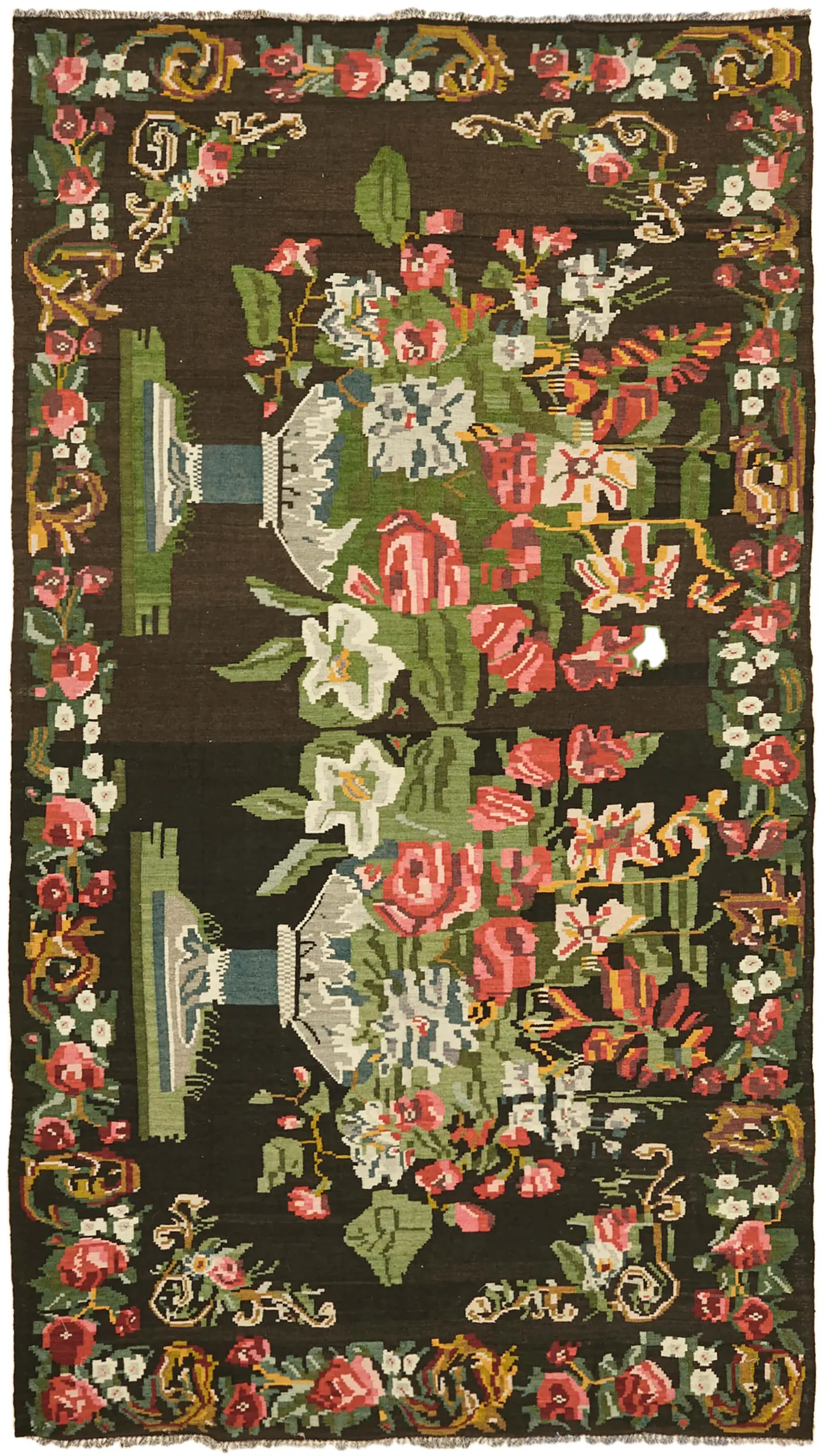 Moldovian Klasik Göbekli Multi Pamuk Üzerine Yün El Dokuma Kilim-210x363 - Görsel 1