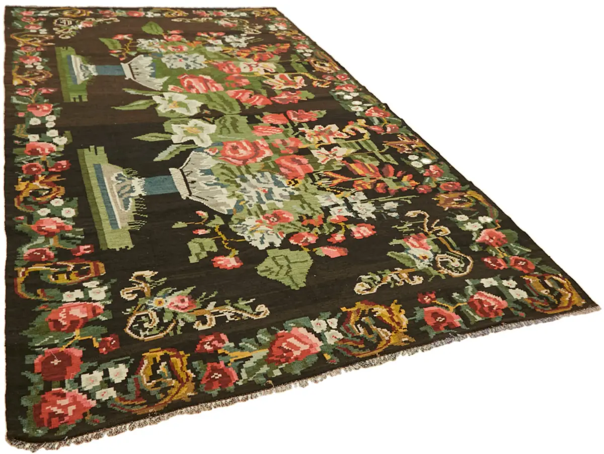 Moldovian Klasik Göbekli Multi Pamuk Üzerine Yün El Dokuma Kilim-210x363 - Görsel 2