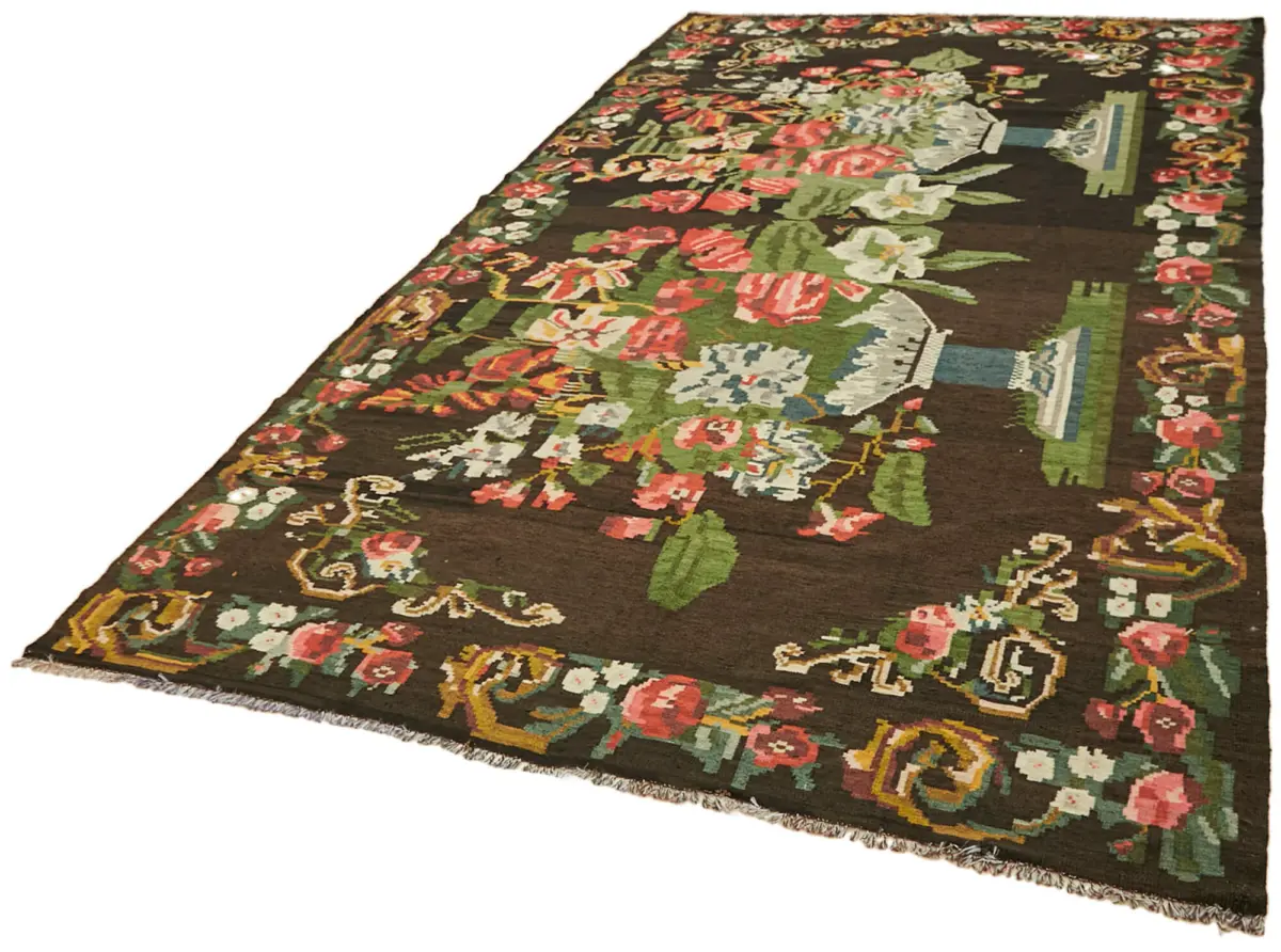 Moldovian Klasik Göbekli Multi Pamuk Üzerine Yün El Dokuma Kilim-210x363 - Görsel 3