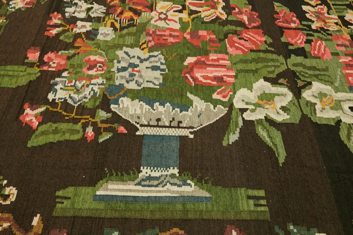 Moldovian Klasik Göbekli Multi Pamuk Üzerine Yün El Dokuma Kilim-210x363 - Görsel 5