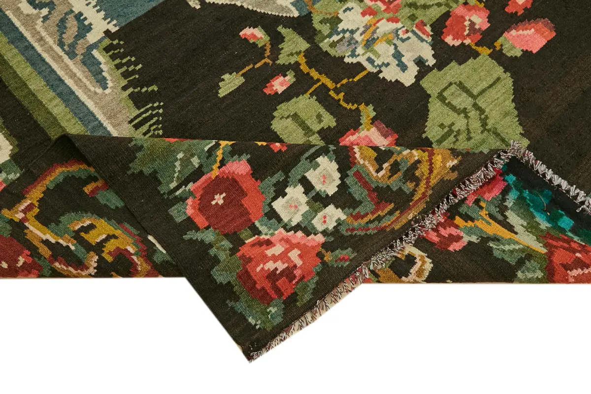 Moldovian Klasik Göbekli Multi Pamuk Üzerine Yün El Dokuma Kilim-210x363 - Görsel 6