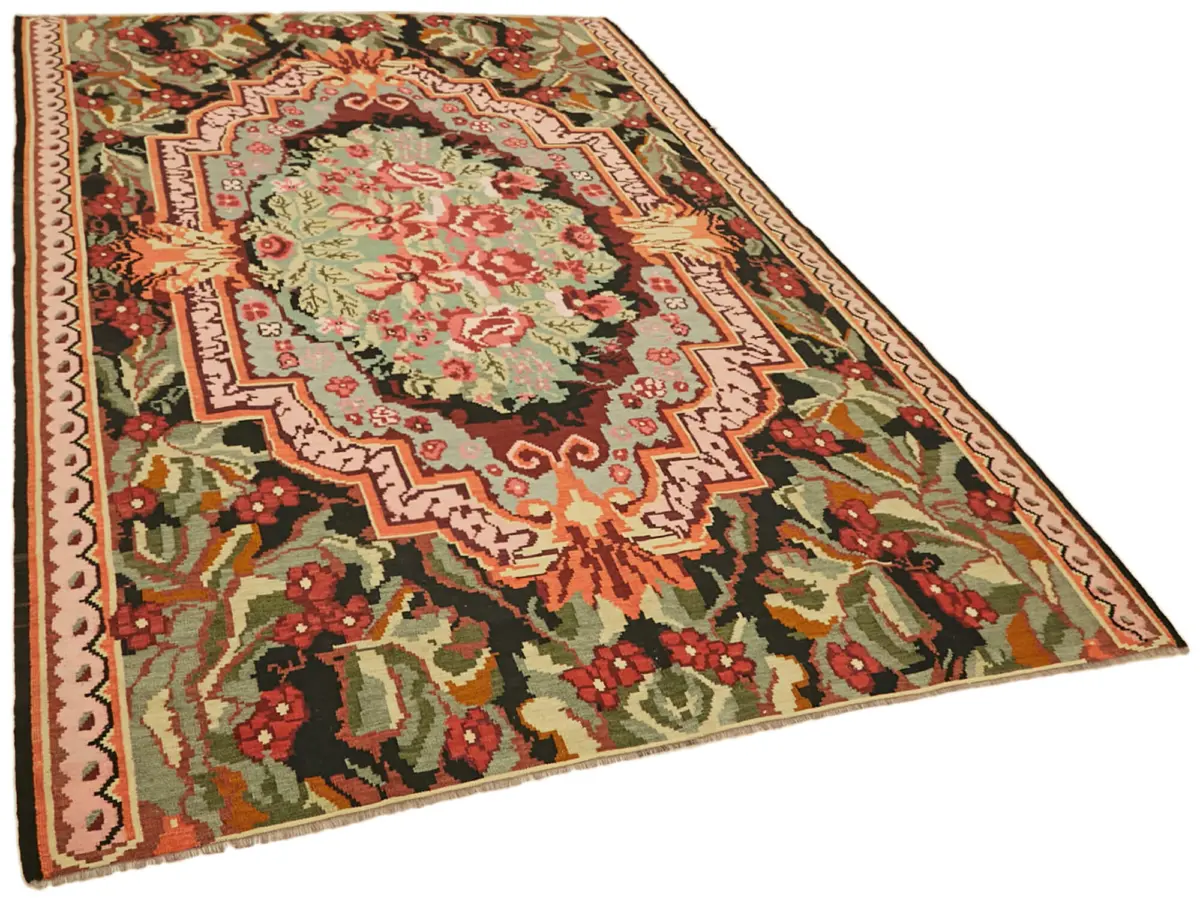 Moldovian Klasik Göbekli Multi Pamuk Üzerine Yün El Dokuma Kilim-184x278 - Görsel 2