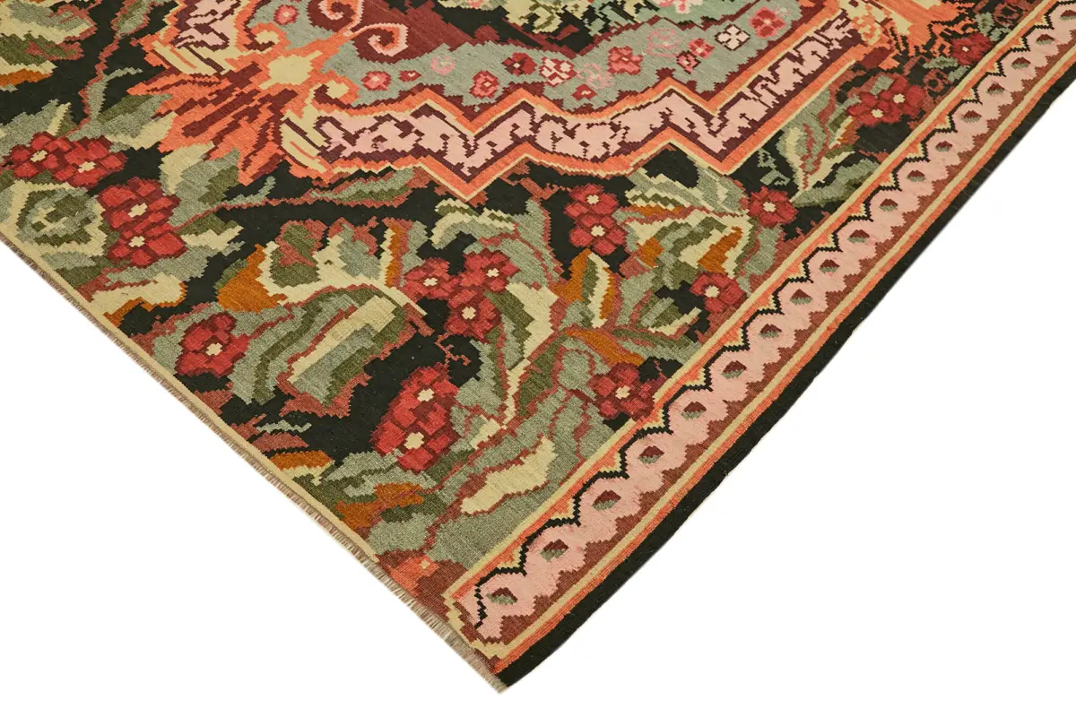 Moldovian Klasik Göbekli Multi Pamuk Üzerine Yün El Dokuma Kilim-184x278 - Görsel 4