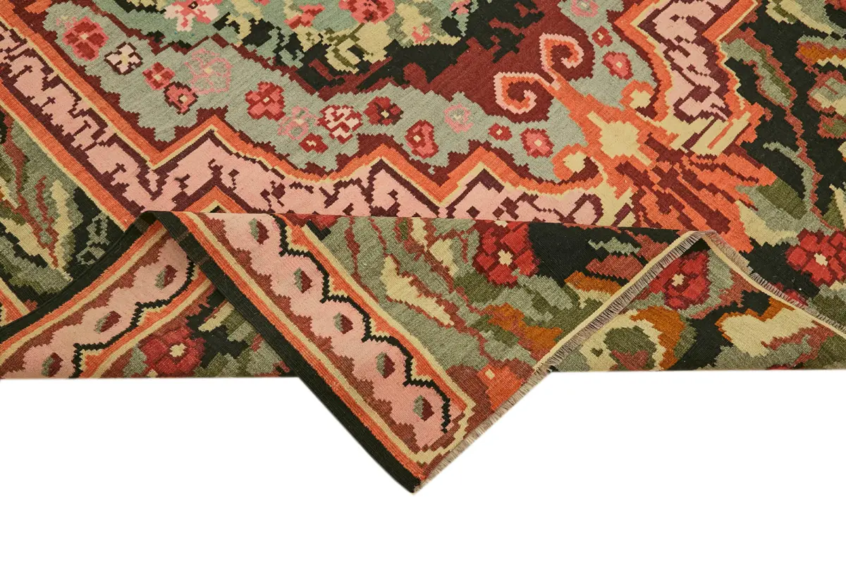 Moldovian Klasik Göbekli Multi Pamuk Üzerine Yün El Dokuma Kilim-184x278 - Görsel 6