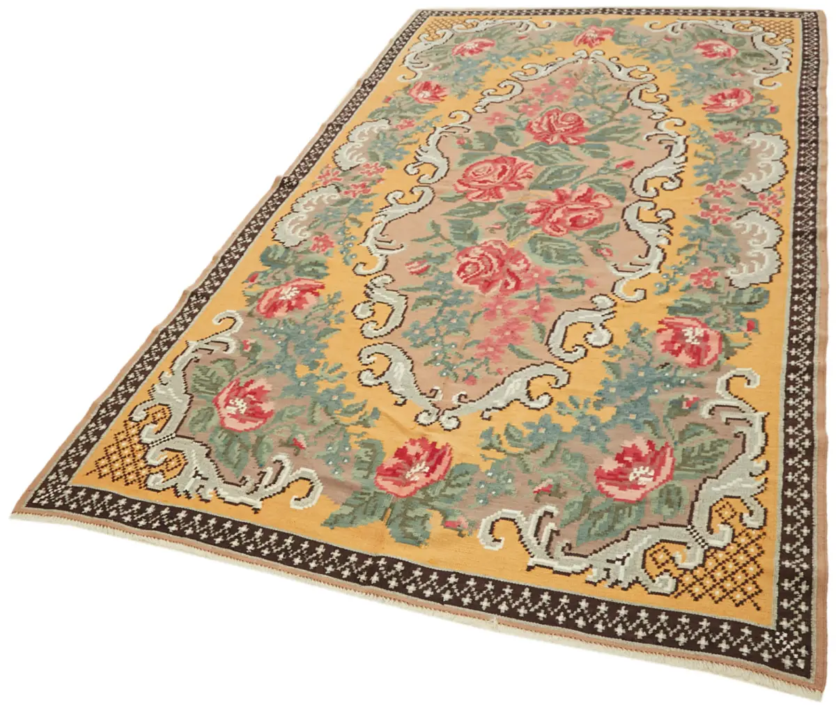 Moldovian Klasik Göbekli Multi Pamuk Üzerine Yün El Dokuma Kilim-178x307 - Görsel 3