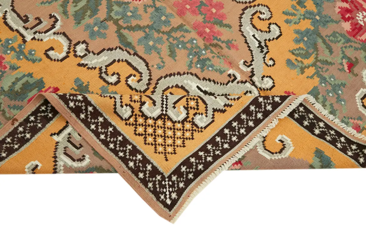 Moldovian Klasik Göbekli Multi Pamuk Üzerine Yün El Dokuma Kilim-178x307 - Görsel 6